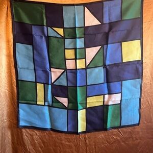 Vintage Colorblock 80s Scarf in Blues and Greens